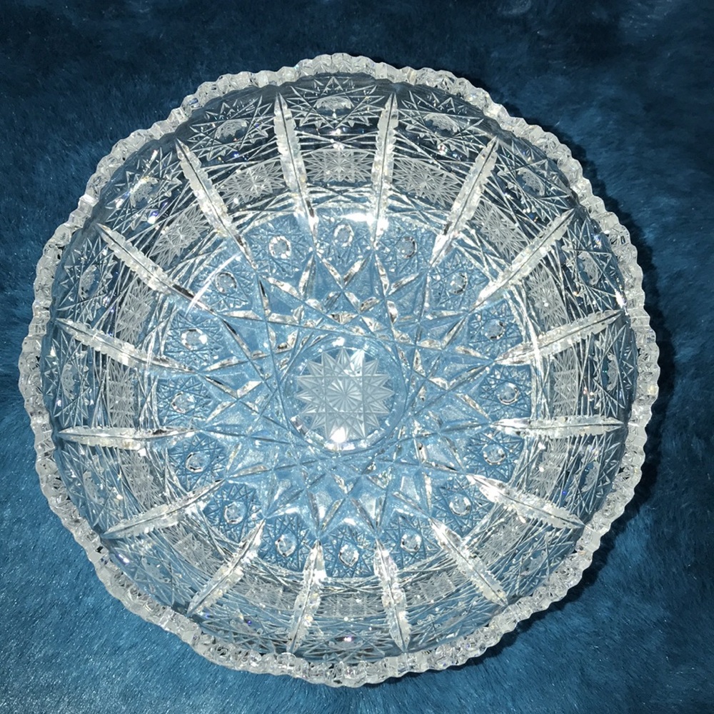 Vintage Imperlux Crystal Serving Bowl Genuine Handcut Lead Crystal - Picture 2 of 6